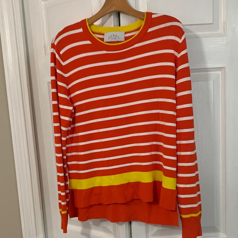 Pearl Orange and Yellow Striped Women's Sweater